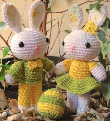 Conejitos de Pascua amigurumi