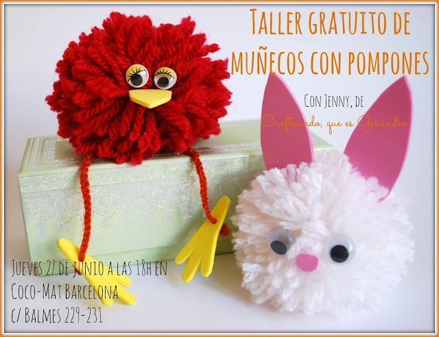 Cartel del taller de muñecos con pompones