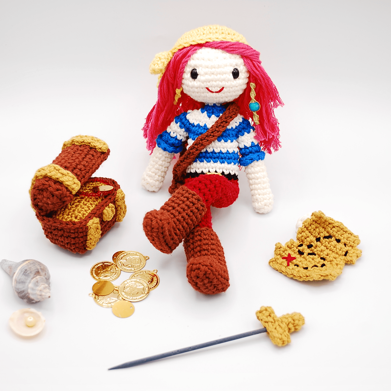 pirata mapa y tesoro amigurumi